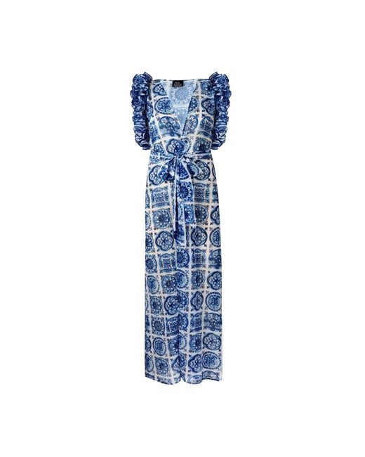 Nur Karaata Blue Joali Bleu Blanc Pareo Dress