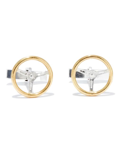 Simon Kemp Jewellers Metallic Vintage Steering Wheel Cufflinks Eighteen Carat On Sterling for men