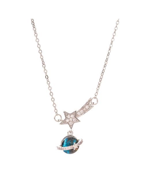 Ebru Jewelry Metallic Cosmic Journey Opal Star Drop Necklace
