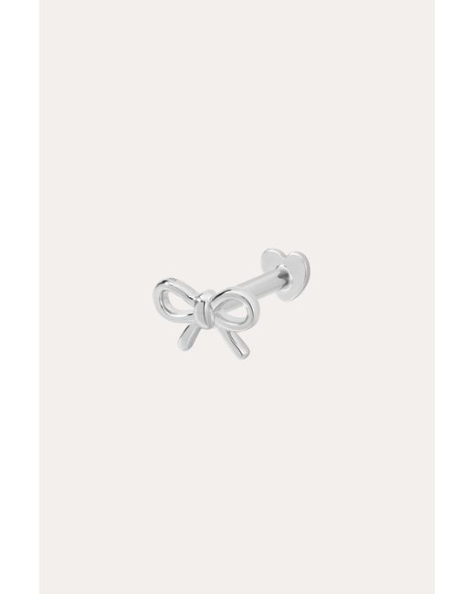 Vanhi White 14K Solid Bow Tie Flat Back Stud