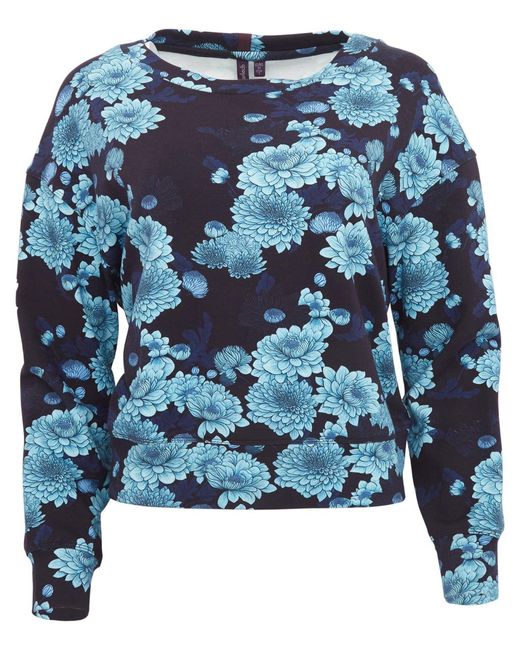 Lords of Harlech Blue Clara Serious Floral Oversized Crewneck Sweatshirt