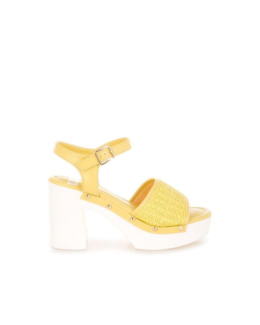 Rag & Co Yellow Mazaro Raffia Chunky Sandals