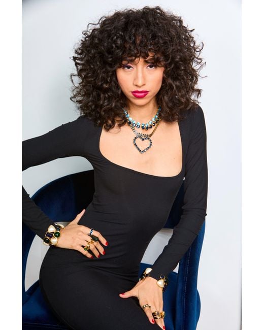 Laura Gray Metallic Dark Crystal Heart Necklace