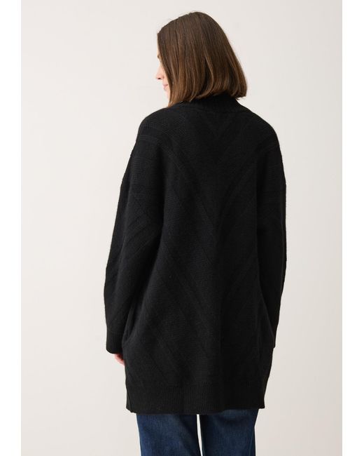 Loop Cashmere Black Textured Chevron Cardigan