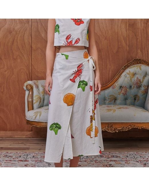 Pecanpepperpelican White Vhagar Long Wrap Skirt