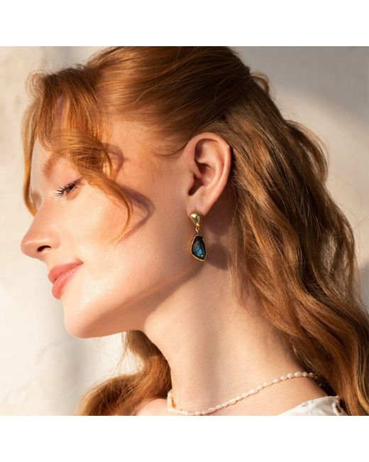 LINYA JEWELLERY Metallic Natural Labradorite Earrings
