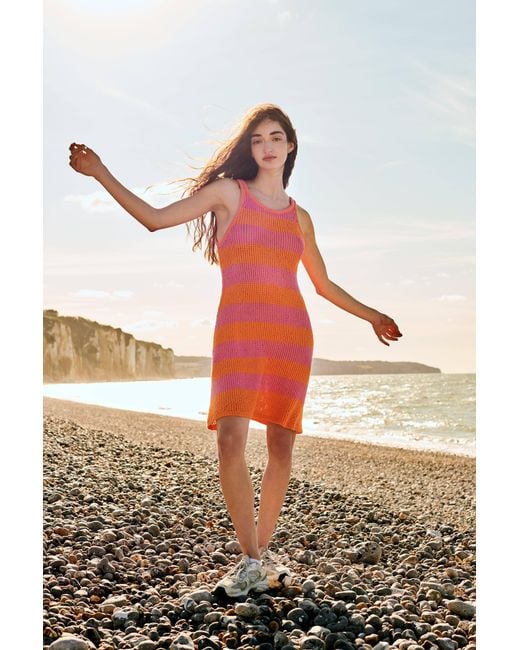 Gigi Knitwear Red Mesh Cotton Tank Dress