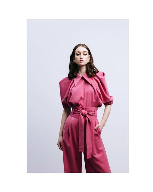 Julia Allert Pink Designer Puff Sleeve Blouse –