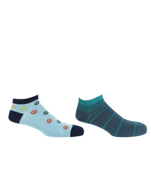 Peper Harow - Made in England Blue Peace Light & Retro Trainer Socks Bundle for men