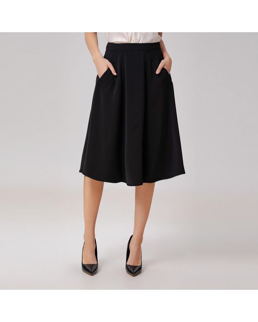 Smart and Joy Black Sleek Flared Skirt