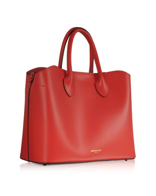 Le Parmentier Red Jackie Leather Tote Bag