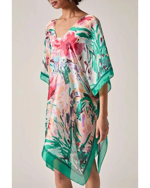 James Lakeland White Floral Mosaic Kaftan