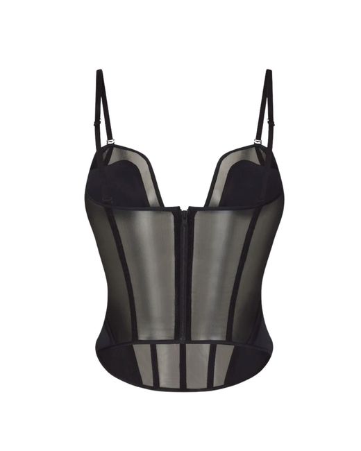 Lunatic Femme Black Double Entendre Silk Bustier With Removable Cups