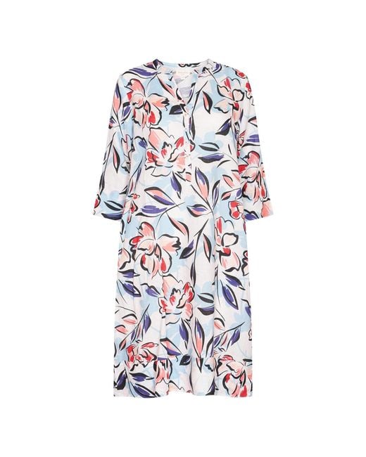 NoLoGo-chic Blue Capri Print Tunic Classic Dress Linen Multi