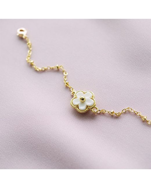 POPORCELAIN Metallic Mini Porcelain Daisy Bracelet