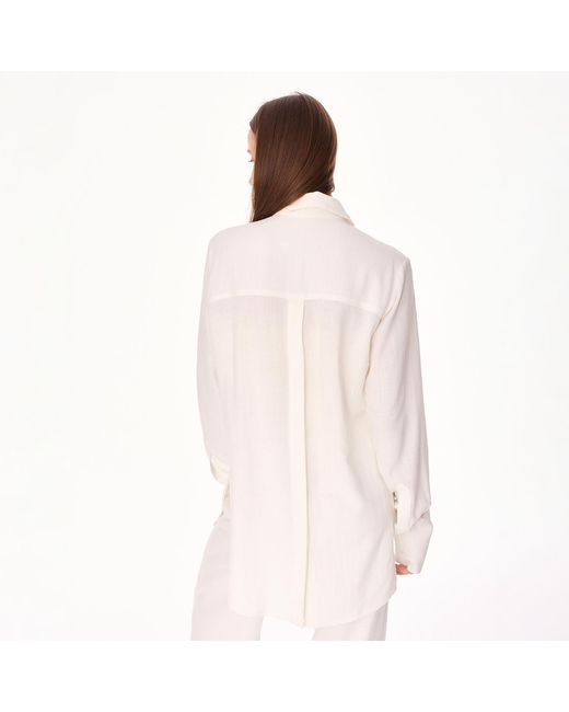 Mandragora White Neutrals Ecru Linen And Viscose A Long, Flowing Shirt