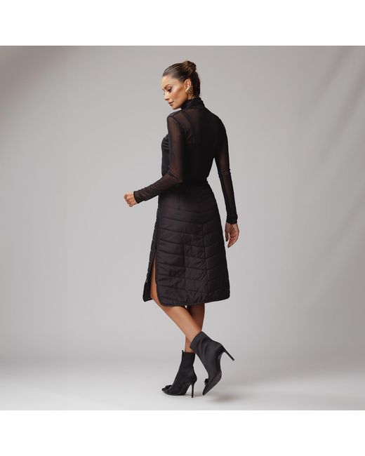concept A trois Black Quilted Skirt With One Side Zipper
