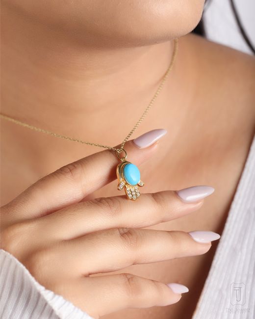 The Jewelz Blue Hamsa Charm Pendant