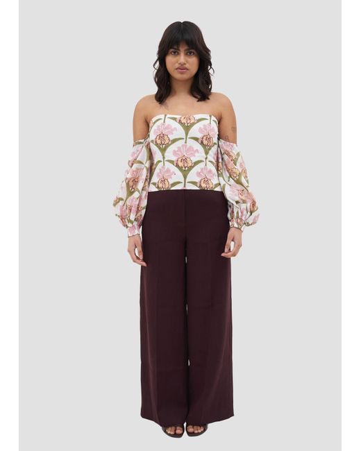 Manuela Cabrales White Vexillaria Block Print Top