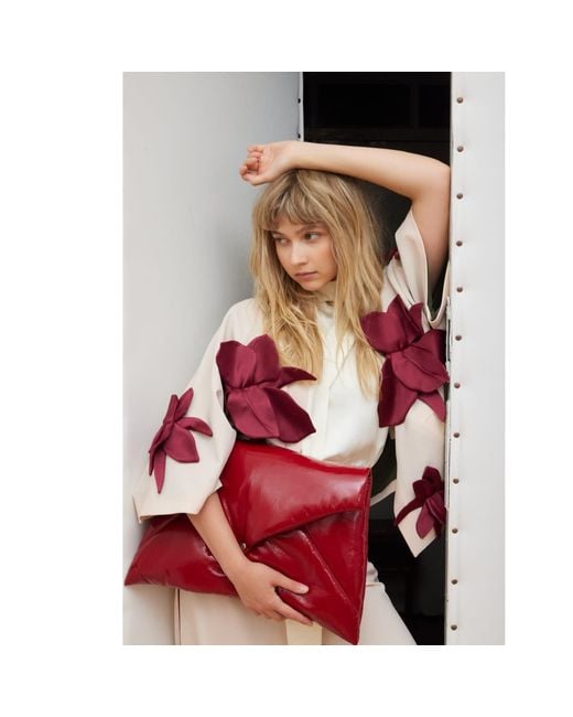 Julia Allert Red Glossy Patent Envelope Clutch Bag