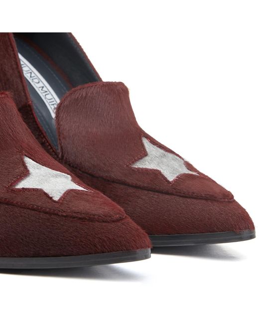 Rosamund Muir London Brown Maria Burgundy Calf Hair & Star Loafers