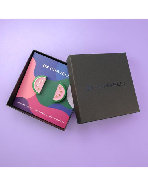 By Chavelli Metallic Watermelon Slice Studs