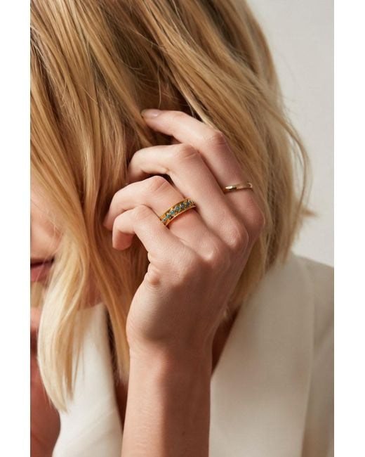 Aurozia Metallic Lotus Within Vermeil Starlight Dew Adjustable Open Ring