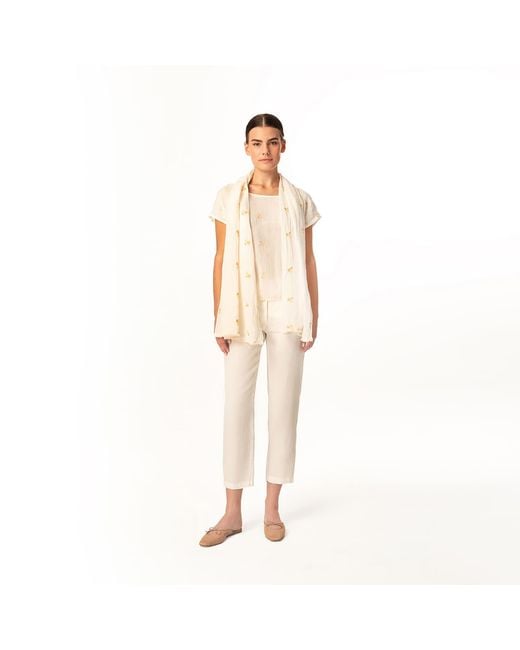 Haris Cotton Natural Neutrals Ribbed Back Waist Linen Tapered Pants
