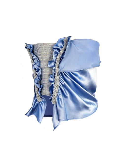 Ccy Currency Blue Halterless Frill Top