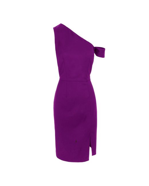 AVENUE No.29 Purple Asymmetrical Neckline Bodycon Midi Dress