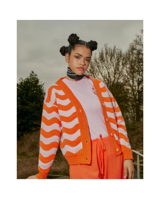 INGMARSON Orange Waves Cardigan Wool & Cashmere