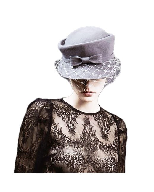 Misa Harada Millinery Gray Anais Asymmetric Cap