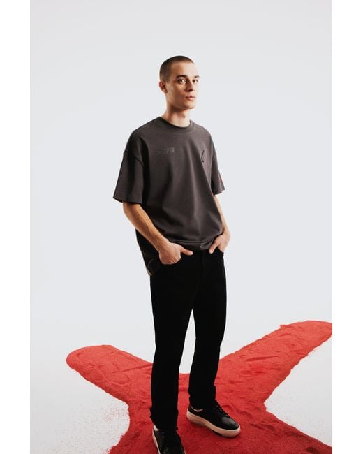 Pcfg Blue Oversized Tee With Emboss Detail for men