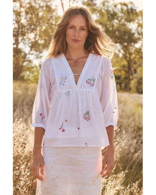Adrift Clothing White Cairo Boho Blouse