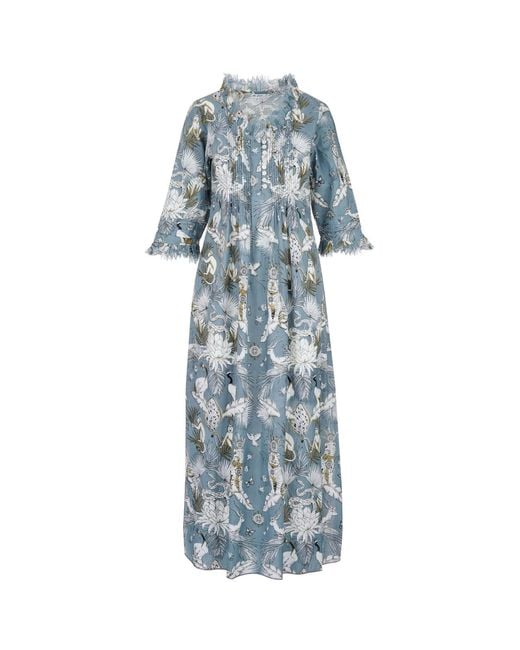 At Last Blue Cotton Annabel Maxi Dress