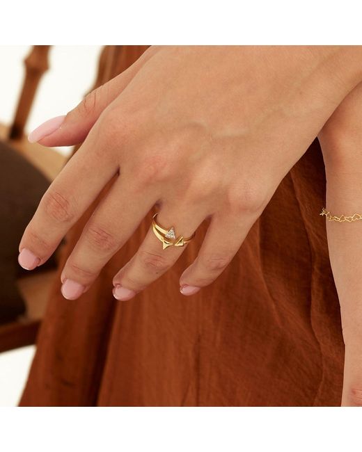 Spero London Metallic Sterling Multiple Triangle Adjustable Ring