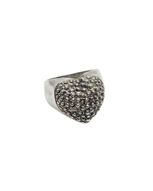 Tg-Jewellery by Tamara Gervasio White Hand-Carved Sterling Heart Ring – Textured Statement Ring