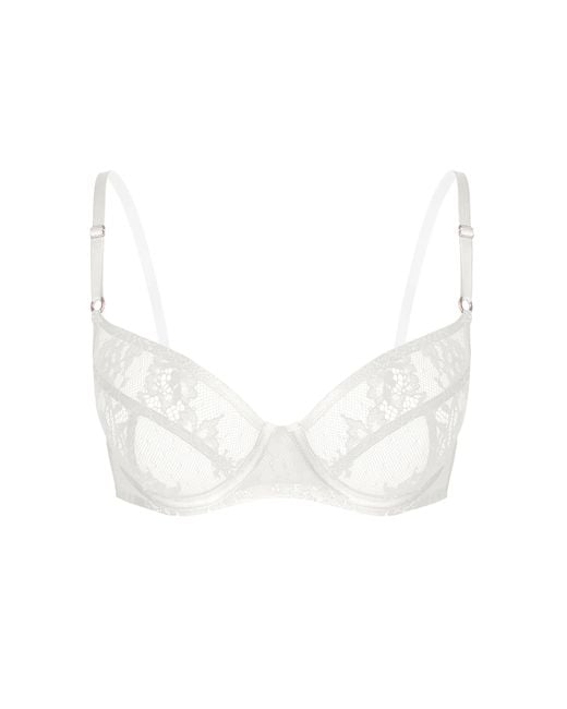 MONIQUE MORIN LINGERIE White Moonstruck Balconette Bra Crystal