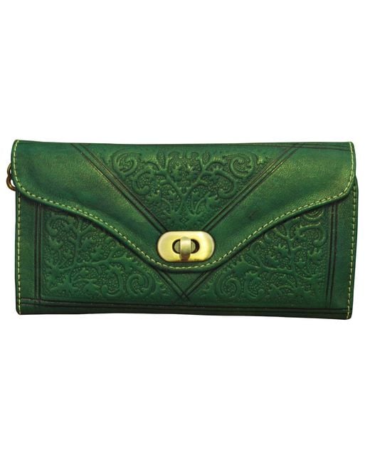 Berber Leather Green Leather Tri-Fold Purse