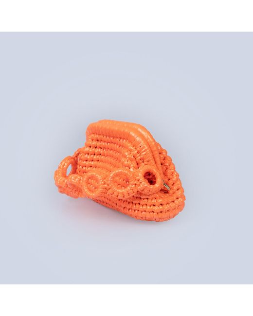 Sibylla Delphica Orange Mini Metallic Crochet Clutch Bag