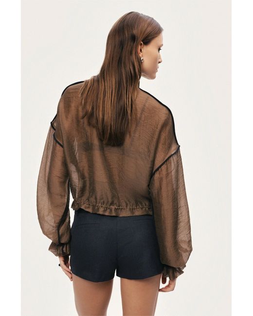 Nocturne Brown Sheer Zip-Front Jacket