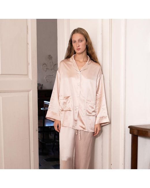 NOT JUST PAJAMA Pink Timeless Collection Silk Long Pajama Set
