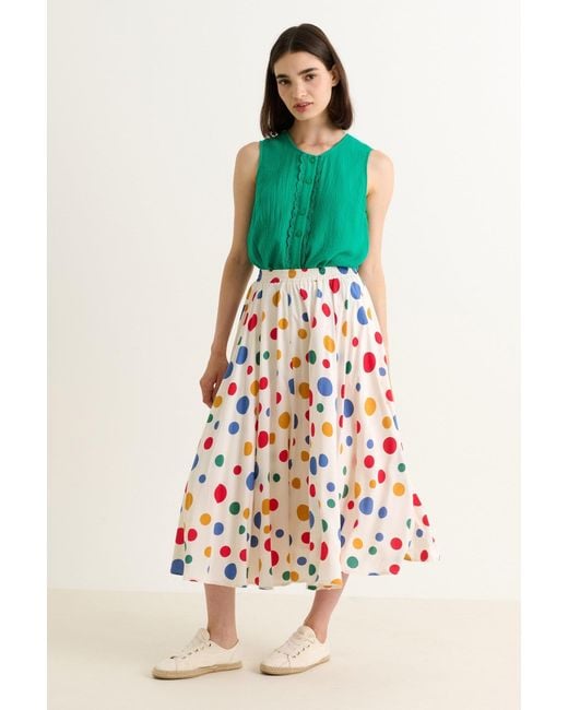 Louche White Agatha Dotty Print Circle Midaxi Skirt