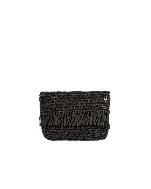 Springmoonatelier Black Mini Paper String Crocket Handbag