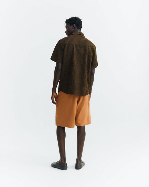 Thinking Mu Brown Tom Seersucker Shirt for men