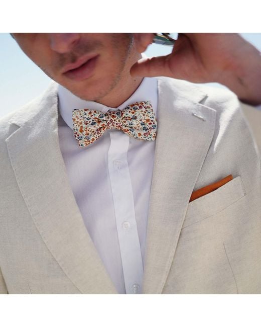 LE COLONEL Pink Red / Neutrals / Brown Terracotta Phoebe Liberty Bow Tie for men