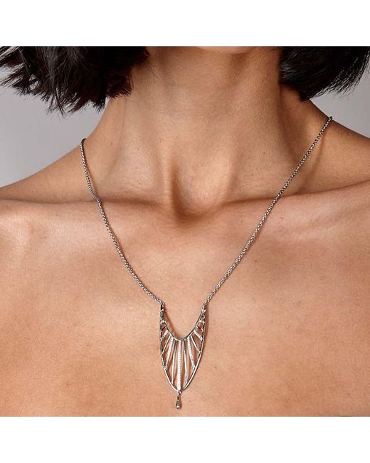 Lucy Quartermaine Metallic Art Deco Oval Long Necklace