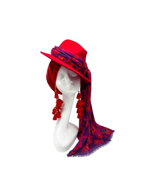 Julia Clancey Red Ruby Fifi Scarf Fedora Set