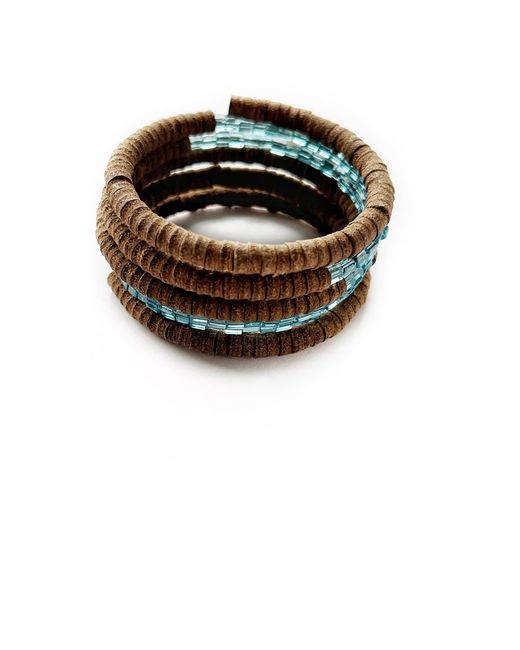 WAIWAI Multicolor Suede Spiral Beaded Cuff