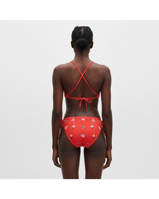 Jessie Zhao New York Red Coral Garden Reversible Tie Side Bottom